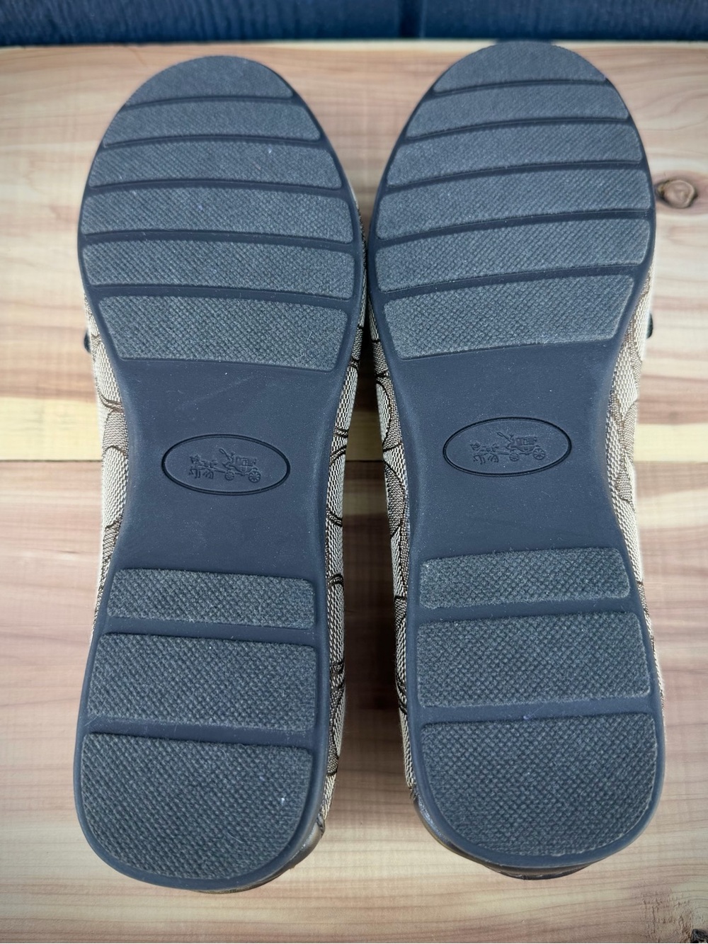 Coach Brown Signature Canvas Loafers with Gold Plaque - Picture 7 of 10